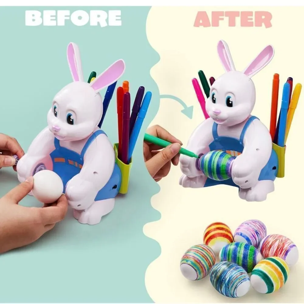 JOYIN Motorized Easter Egg Decorator Kit Easter Busy Bunny Egg Spinner